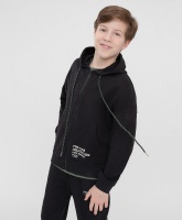 Толстовка на молнии с капюшоном черная Button Blue, школьная форма для мальчиков  фото, kupilegko.ru